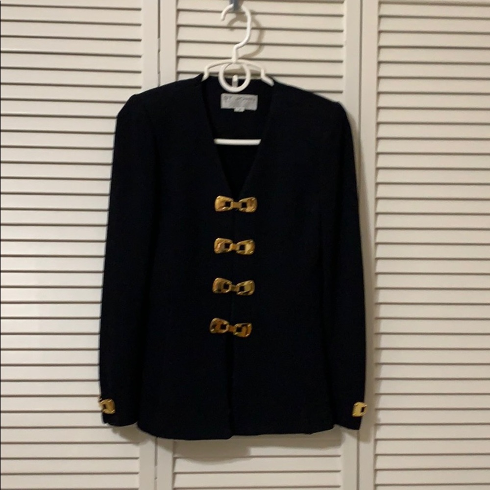 Vintage St John Black jacket with gold accents